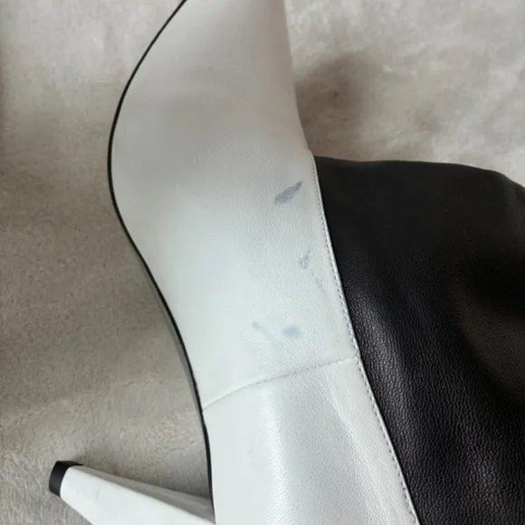 Super Soft Black & White Nappa Leather Fold Over Ankle Boots 39.5/9 -NWD - Picture 4 of 16